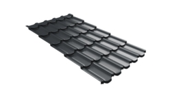 Металлочерепица  квинта плюс Grand Line c 3D резом 0,45 Drap TR RAL 7016 антрацитово-серый